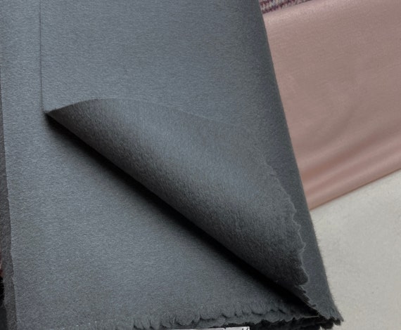 Italian Double-Sided Brushed Twill Lightweight Wool Blend Coating - Heather  Grey /Beige - Fabric by the Yard