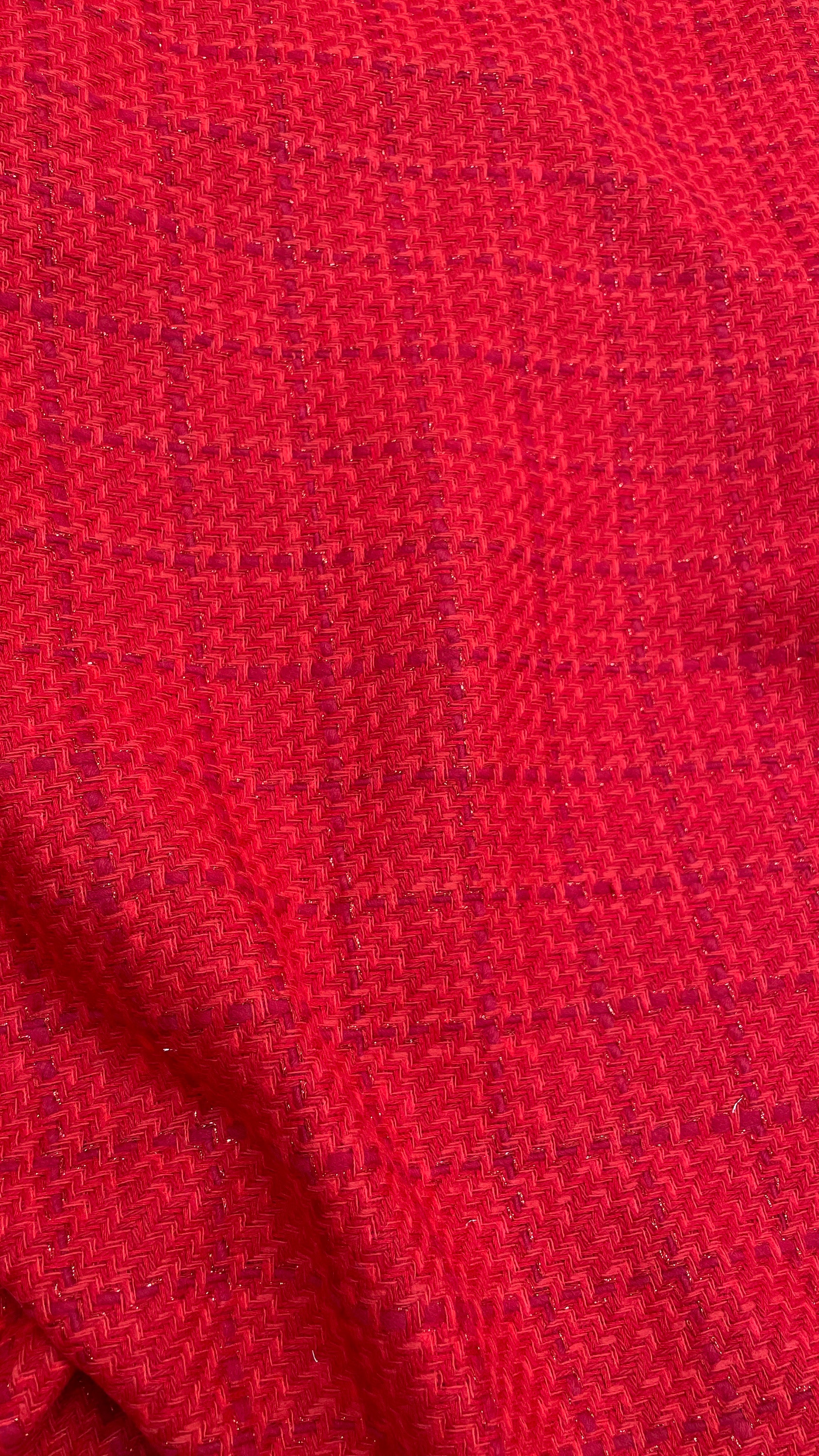 Red Tweed Fabric Check Boucle Luxury Wool Mohair Blend - Etsy