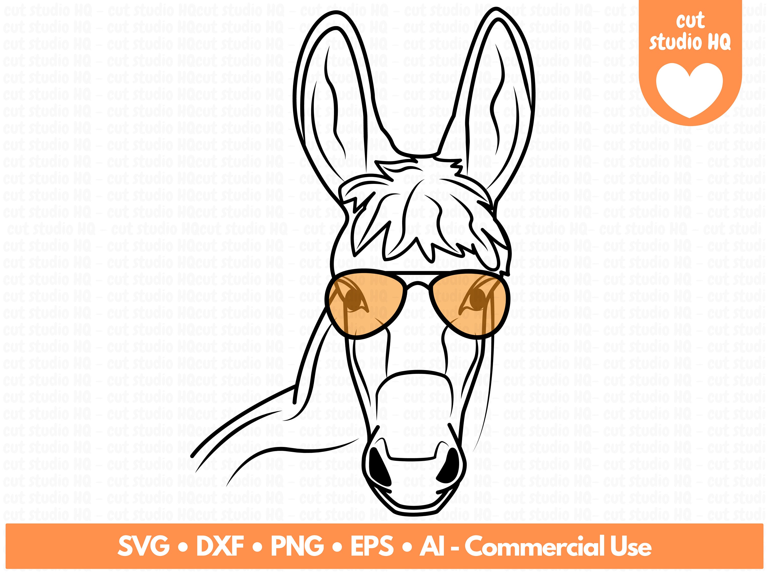 Donkey Svg, Cricut, Funny Animal Glasses, Farm, Head Peeking, Clipart