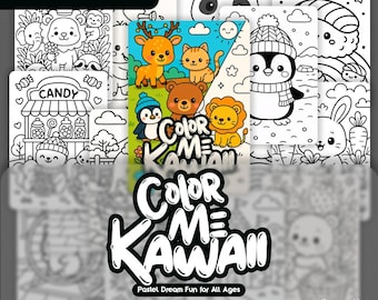 Cute Kawaii Coloring Book, 50 Pastel Pages (PDF Download)