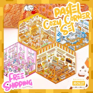 Set di adesivi Kawaii 3D fai da te Isoform – Scene pastello in miniatura con simpatici animali, unicorno, scrapbooking e attività creative