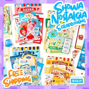 Kit de scrapbooking nostálgico inspirado en el Showa japonés: 60 piezas de efímeras estéticas vintage, papelería retro, suministros para diarios kawaii