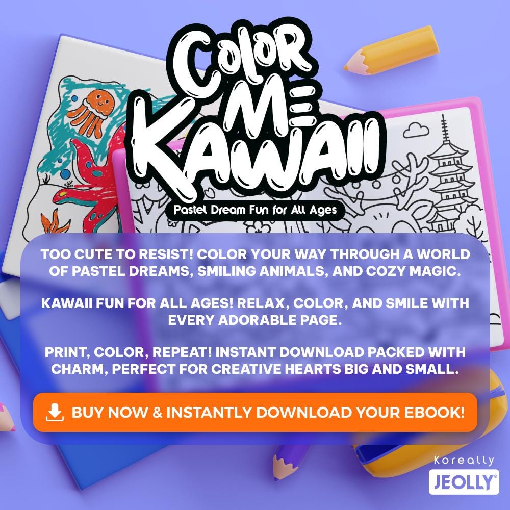 Cute Kawaii Coloring Book, 50 Pastel Pages (PDF Download) - Etsy