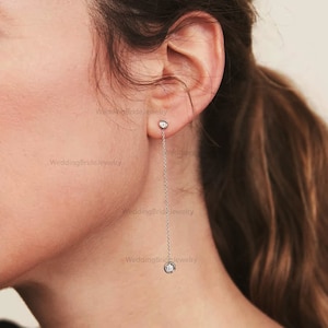 Genuine Manis Natural Diamond Solid Gold Chain Diamond Earring Minimalist Jewelry Solid 14k Yellow Solid Gold Earring Birthday Gift Earring