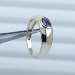 Natural Blue Sapphire Engagement Ring 18k Solid Yellow Gold Band Ring Bridal Jewelry Christmas Gift Ring Sep. Birthstone Delicate Ring