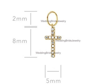 Dainty Diamond Charm Pendant Minimalist Jewelry 14k Solid Yellow Gold Charm Huggie, Charm Hoops & Bracelets Fine Jewelry Christmas Gift