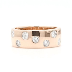 Wide Lab Grown Diamond Band / Cigar Band Ring / Wedding gift Cigar Band Groom Gift Ring, 14k Solid Gold VVS2 E/F lab Diamond Wide Cigar Ring