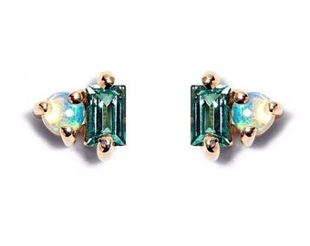Orecchini A Perno In Argento 925 Con Opale Sintetico 6mm – Pietra D' Ottobre, Colori Rosa, Blu, Bianco, Arancione, Verde