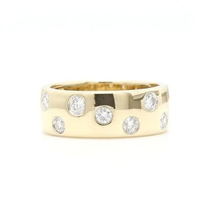 Wide Natural Diamond Band / Cigar Band Ring / Wedding gift Cigar Band Groom Gift Ring / 14k Solid Gold S-1 Quality Diamond Wide Cigar Ring