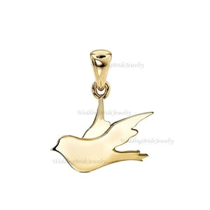 14k Solid Yellow Gold Sparrow Bird Charm Pendant Delicate Bird Pendant Minimalist Jewelry Kingfisher Bird Pendant, Earring, Bracelets Charm