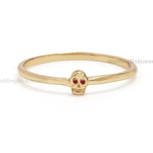 Best Seller Skull Ring Solid 14K Solid Yellow Gold Ruby Skeleton Ring Boho Jewelry Sterling Skull Ring Halloween Jewelry Christmas Gift