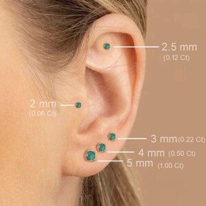 Round Natural Emerald Dainty Studs, Handmade Jewelry 14k Solid Gold Studs Earrings, May Stud Earring Post Solitaire Wedding Engagement Gifts