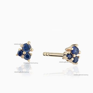 Tiny Sapphire Stud Earrings Sapphire Studs Earrings Dainty Stud Earrings Small Stud Earring 14k Solid Gold Tiny Stud Minimalist Earring