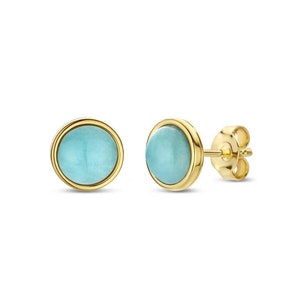 Natural Turquoise Studs Earrings / Handmade Jewelry Studs / 14k Solid Gold Jewelry Birthstone Earring Gift for Her / Arizona Turquoise Studs