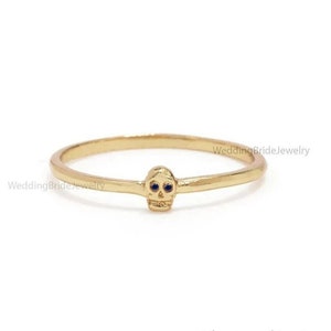 Best Seller Skull Ring Solid 14K Solid Yellow Gold Ruby Skeleton Ring Boho Jewelry Sterling Skull Ring Halloween Jewelry Christmas Gift