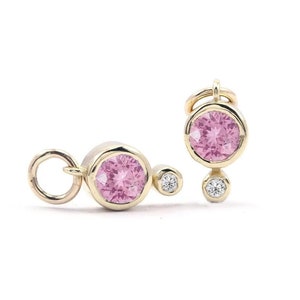 Ciondolo con ciondolo in oro 14k con diamanti e zaffiri rosa