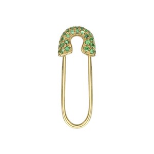 Brinco de alfinete de segurança de esmeralda natural, ouro maciço 14k/18k, pedra preciosa genuína, fácil de usar, alfinete de segurança pendurado, joia minimalista, brinco de alfinete de segurança