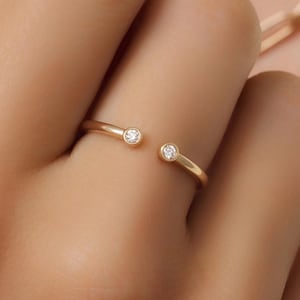 Diamond Cuff Ring / 14k Gold Round Diamond Cuff Stacking Ring / Stacking Ring / Birthday Gift / Graduation Gift / Anniversary Ring