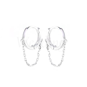 14k Solid Yellow Gold Dangle Large Chain Dainty Hoops Earring Attractive & Beautiful Gold Handmade Jewelry Christmas Gift Hoops Earring