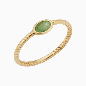 Natural Peridot Stone Ring / Oval Peridot Engagement Ring / Handmade Jewelry Solid 14k Yellow Gold Jewlery Minimalist Ring / Birthday Gifts