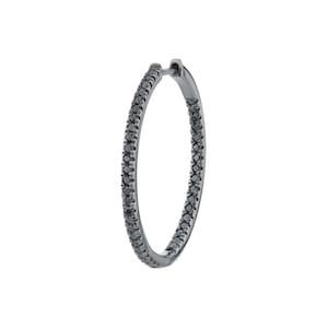 Solid 14K Black Gold Natural Black Diamond Large In & Outside Hoop Earring Gold Hoop Earrings Tiny Diamond Hoop Earrings Black Diamond Hoops