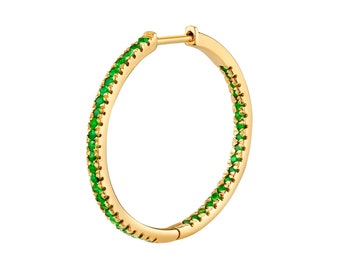 AAA Quality Genuine Emerald Inside Out Hoops Earring, 14k/18k Solid Gold Emerald Hoops Earring, Cluster Gemstone Helix Huggie Hoops Earrings