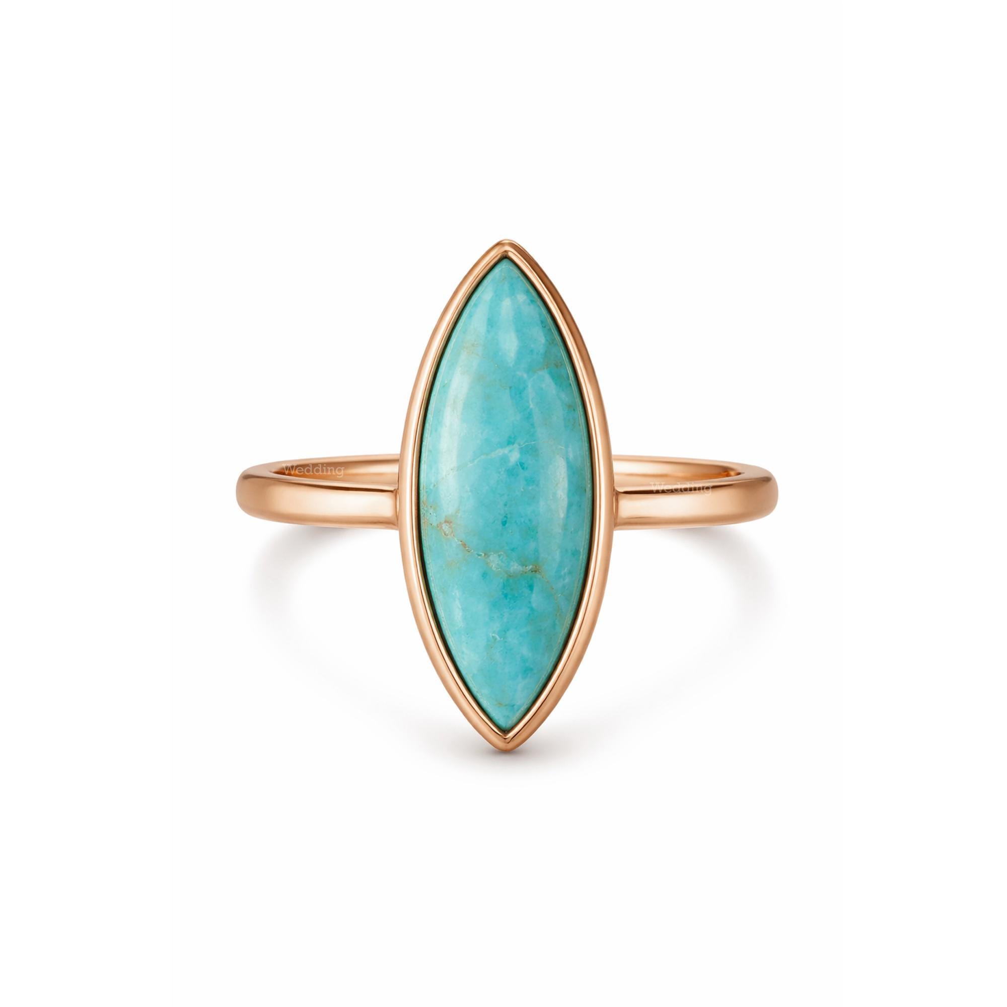 Long Marquise Turquoise Ring, Arizona Turquoise Ring, Cocktail