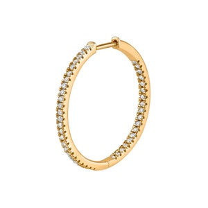 Genuine Large Natural Diamond Hoops Earring Minimalist Solid 14k Yellow Gold Studded With natural Diamond Dainty Hoop Christmas Gift Earring