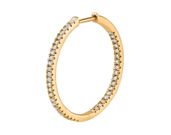 Aros minimalistas de diamantes y piedras preciosas en oro amarillo de 14 k.