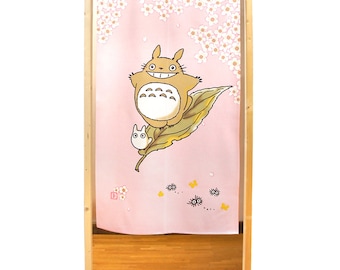 Noren Rideaux de porte japonais Mon Voisin Totoro Motiv Surf sur Feuille Rose, japon Ghibli studio totoro tapisserie Rideau de fenêtre