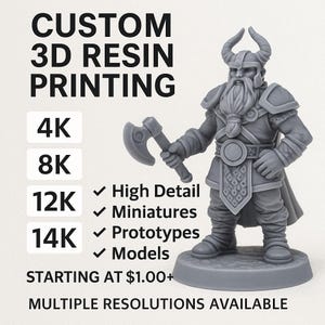 Custom 4K • 8K • 12K • 14K 3D Resin Printing Service – High-Detail Miniatures, Prototypes & Models