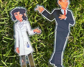 Brett and Reagan inside job standees