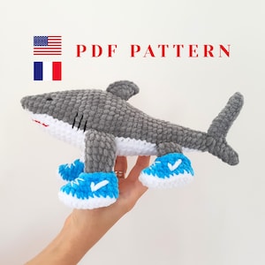 Patrón de crochet Tralalero Tralala – PDF Amigurumi Tiburón de peluche Meme Brainrot Italiano – Tutorial fácil paso a paso