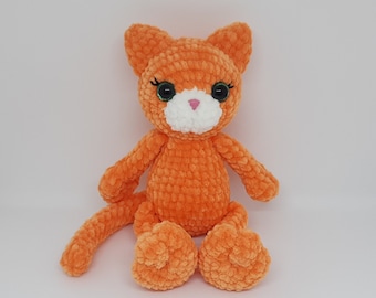 Crochet plush cat Amigurumi Stuffed orange cat Plush kitty Crochet animal toys Baby shower gift Kawaii amigurumi cat