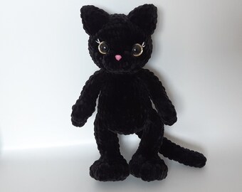 Crochet Black Cat Plush: Handmade Amigurumi Stuffed Animal