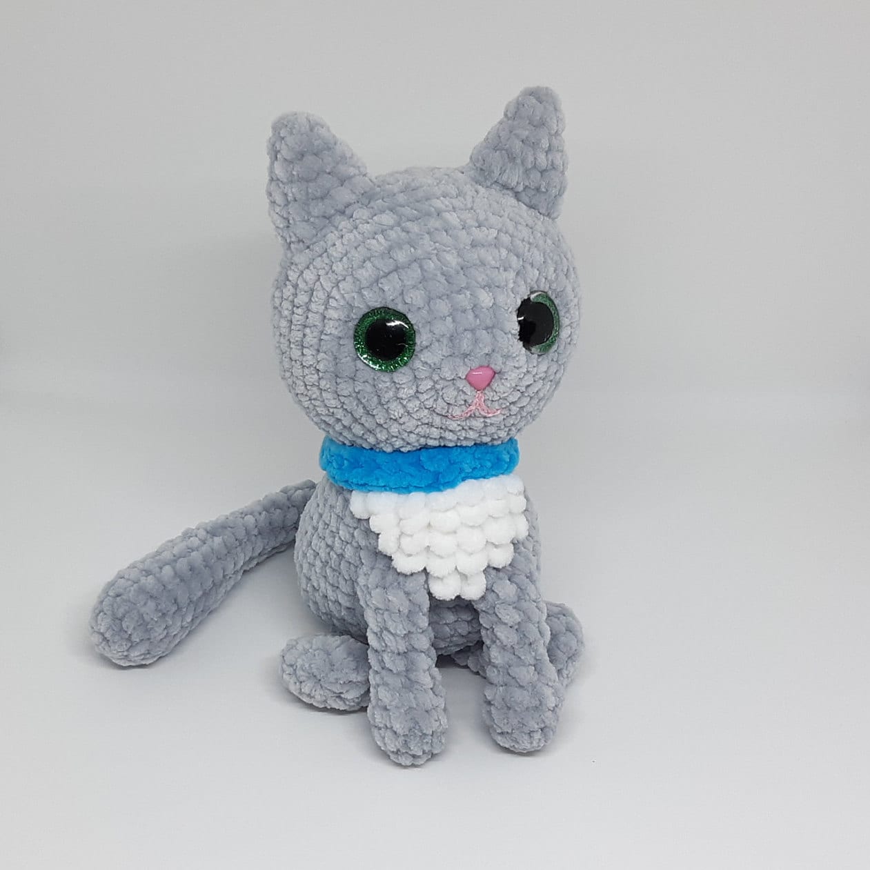 Custom crochet Gray Cat plush Amigurumi plush kitten Stuffed plush animals Kawaii cat toy Cute plush kitty