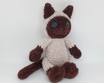 Crochet Siamese Cat Plush: Handmade Amigurumi Kitten Toy