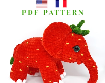 ぬいぐるみ ストロベリーエレファント かぎ針編みパターン PDF