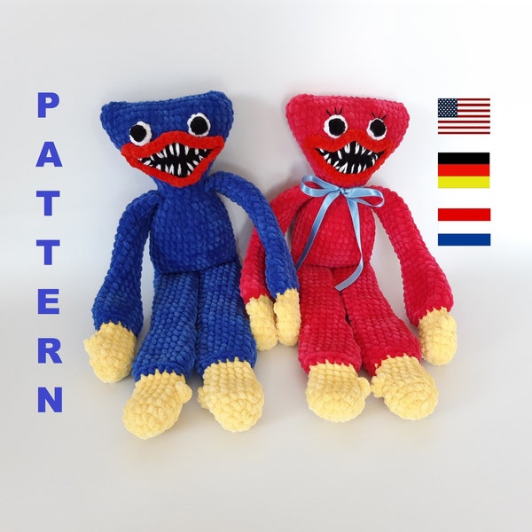 Plush Huggy Wuggy PATTERN Crochet Monster plush pattern Plush doll Huggy Wuggy pdf Easy crochet pattern Halloween pattern