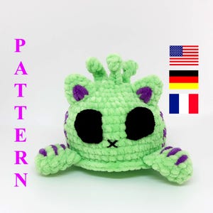 Modello di gatto alieno all'uncinetto di peluche pdf Gattino extraterrestre coccoloso UFO Felino Regalo per gli amanti dello spazio Tedesco, francese, inglese (termini USA)