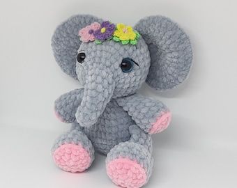 Crochet elephant Plush toy Cute presents Baby shower Gift for children Crochet amigurumi elephant Kawaii Amigurumi doll Crochet toy plush