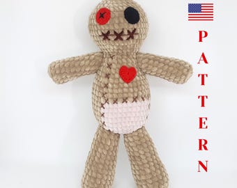 Halloween Voodoo Doll Plush Crochet Pattern PDF: Creepy Horror Toy