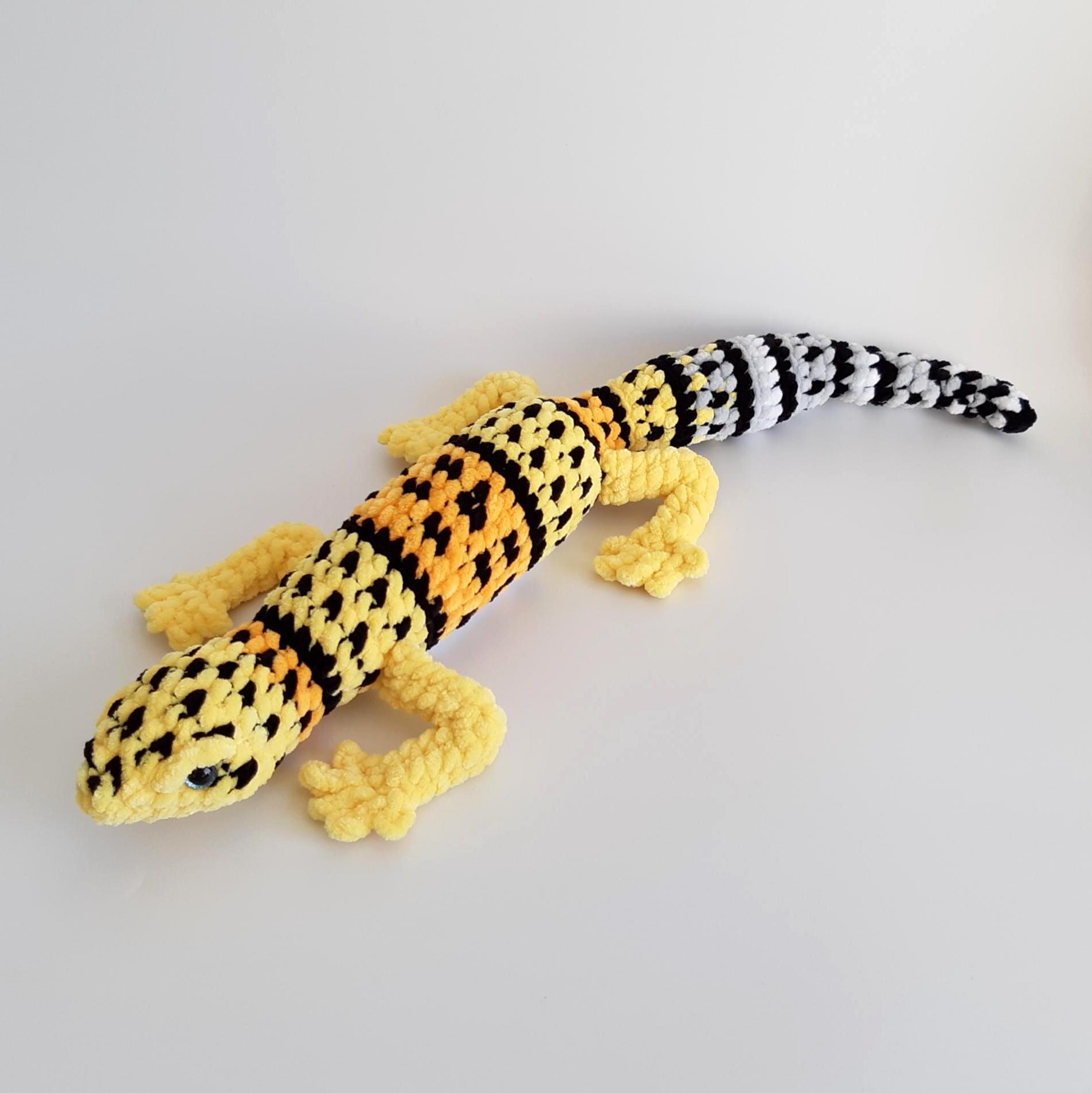 ヒョウモントカゲモドキのかぎ針編みパターン：あみぐるみトカゲの