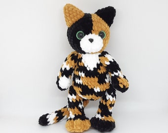 Calico plush crochet cat stuffed animal Cute crochet plush cat Baby shower gift Kawaii cat plush amigurumi 9.5&quot; / 13&quot; / 15&quot;