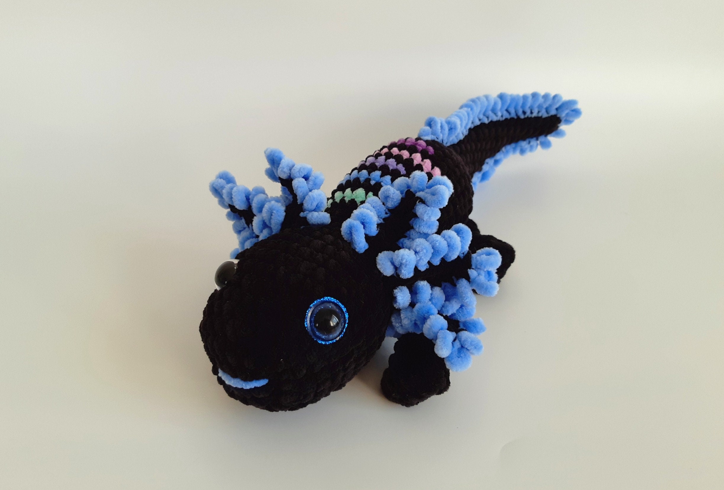 Black Crochet Axolotl Plush: Handmade Stuffed Toy, 12 Inch - Etsy