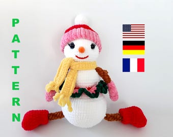 Wzór na szydełkowego bałwana na Boże Narodzenie: pluszowa zabawka amigurumi (wzór w formacie PDF)