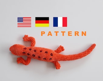 Red Spotted Newt Crochet Pattern: Plush Salamander Red Eft (PDF)