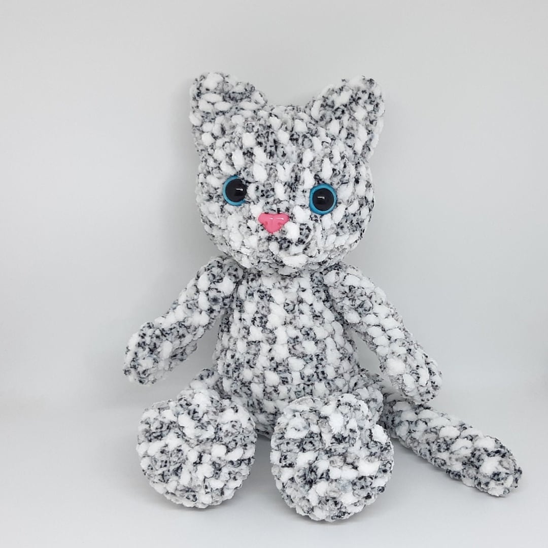 Crochet Snow Leopard Plush Toy 12" Amigurumi Stuffed Plush Leopard Cute Plush Cat Toy Crochet ...