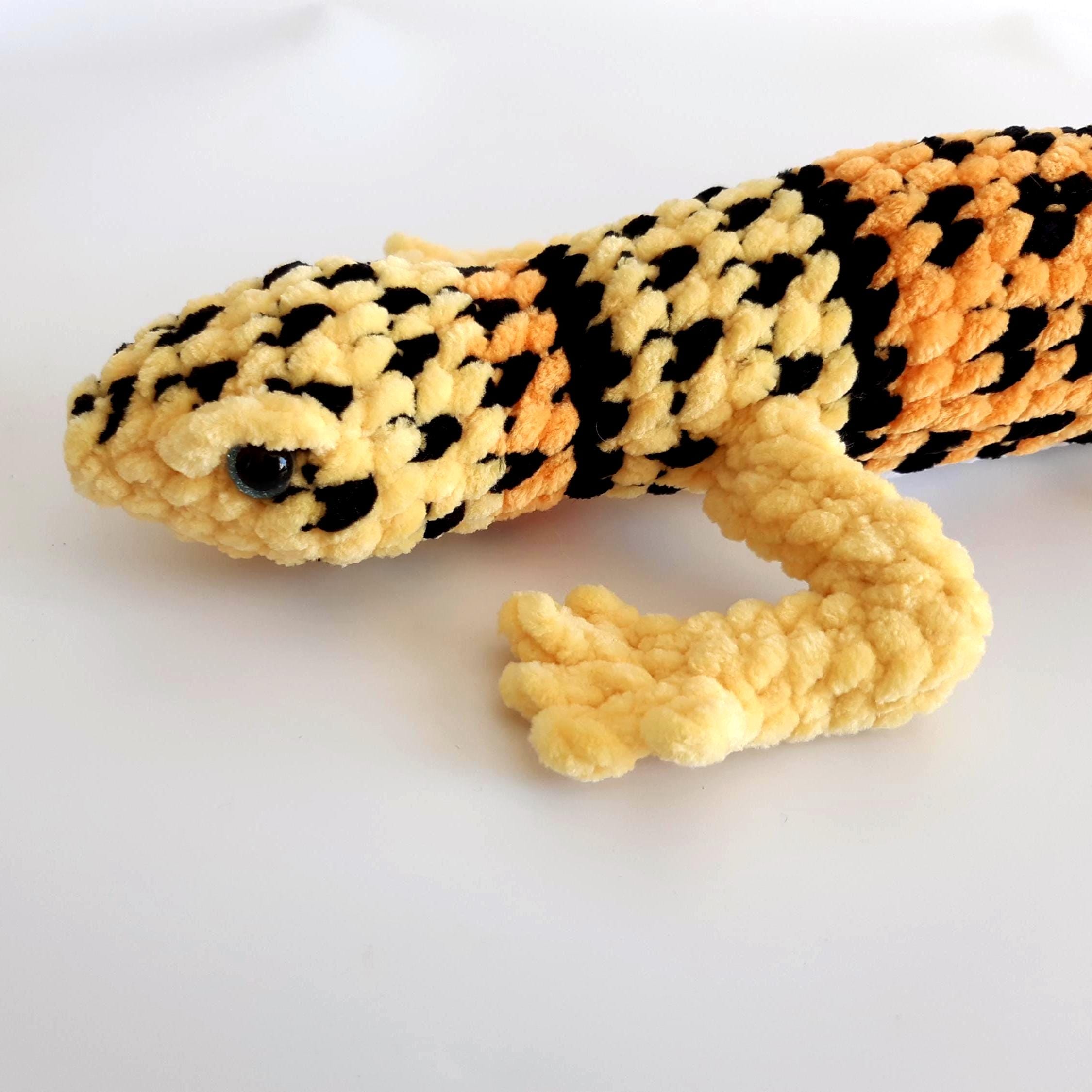 ヒョウモントカゲモドキのかぎ針編みパターン：あみぐるみトカゲの