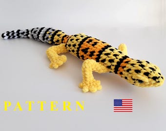Leopard Gecko Crochet Pattern: Amigurumi Lizard Toy (PDF Download)